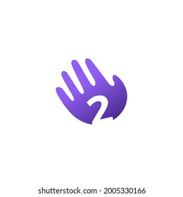 number two 2 hand palm hello logo vector icon illustration