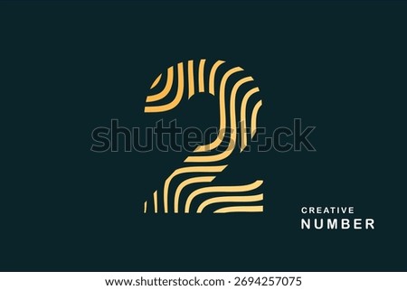 Number Two (2) Line Art – Abstract Vector Illustration with Geometric, Minimal, and Modern Design on Dark Background. EPS 10