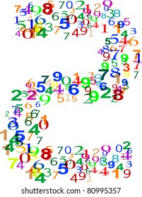Number Two 2 made from colorful numbers. vector