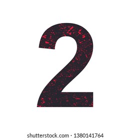 Number Two 2 Stylized Grunge Texture Stock Illustration 1410842819