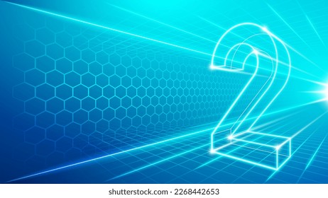 Number Two (2) Symbol Futuristic Hologram Neon Glow Perspective View Fast Speed Hologram Design Backdrop Background Illustration