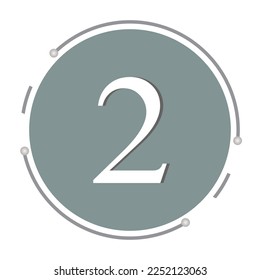 Number two or 2 symbols or icon template as a vector for infographic presentation or artwork on grey circle background 