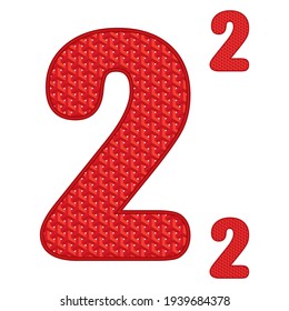 Number Two With 3D Pattern Vector Illustration. Number 2 Isolated On White Background

