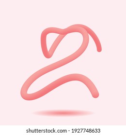 number two in abstract pink outline on white