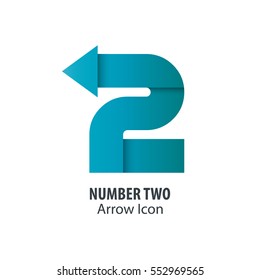 Number Two and Arrow Icon Logo