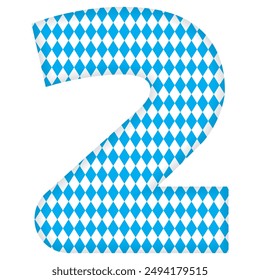 Number Two With Bavarian Oktoberfest Seamless Pattern Vector Illustration. Number 2 Isolated On A White Background
