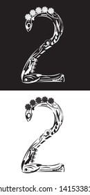 Number two black on the white background and white on the black background
