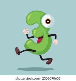 
Número Dos Caracteres Ejecutando Ilustración De Dibujo De Vectores Rápidos. Ganadora del tercer puesto en una carrera deportiva
