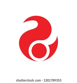 number two circle red flame design logo