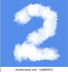 Number  two with clouds written numeral. Vector Illustration