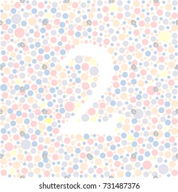 number two from colorful polka dot with silver dot glitter pattern background