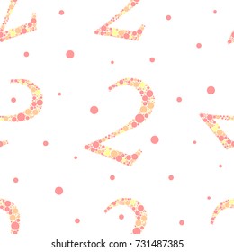 number two from colorful polka dot  pattern on white background