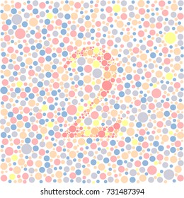 number two from colorful polka dot pattern background