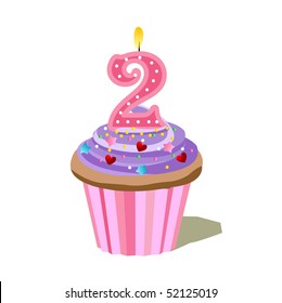 7,121 Birthday cake 2 candles Images, Stock Photos & Vectors | Shutterstock