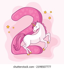 Number two and a cute unicorn. For a birthday