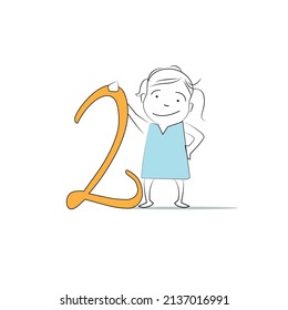 Number two.
Doodle style character. An illustration of simple human movements and emotions.