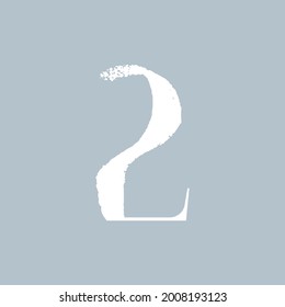 Number two with dry brush stroke and serif. Vintage font with rough edges decoration elements. Perfect to use in any fashion labels, glamour posters, luxury identity, etc.