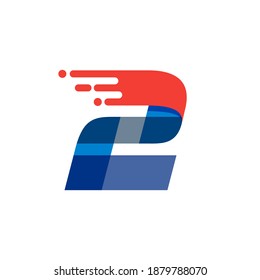 Number two fast speed motion logo. Oblique font with red line for sportswear labels, delivery poster, racing identity, taxi cards etc.
