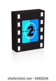 number two film strip on box vector illustration