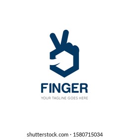 number two finger logo, peace logo vector illustration design template