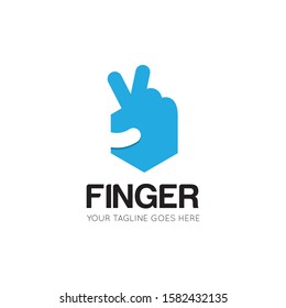 number two finger logo, peace finger icon vector illustration design template