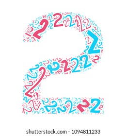 Number two formed with background of the number 2