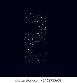 Número dos formado por diferentes estrellas, fondo espacial.
