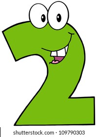 Number Two Funny Cartoon Mascot Character