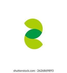 number two green leaf simple geometric logo vector 