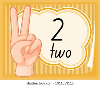 Number two hand gesture  illustration