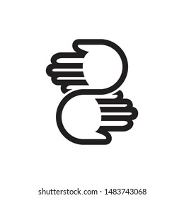 number two holding hand care help symbol logo vector
