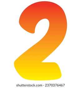Number Two Isolated On A White Background. Number 2 Vector Illustration
