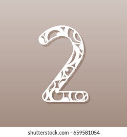 Number two for laser cutting.A round pattern. Vector illustration.