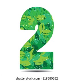 number two in leaves vector illustration