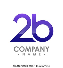 Number two and letter B 3d vector logo design template on white background