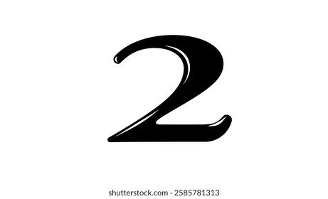 number two logo, black isolated silhouette