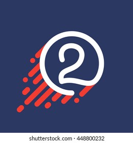 Number two logo in circle with speed line. Colorful vector sport design for banner, presentation, web page, card, labels or posters.