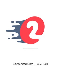 Number two logo with fast speed water, fire, energy lines. 2 icon. Vector elements for sportswear, t-shirts, labels or posters.
