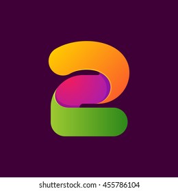 Number two logo formed by colorful line. Font style, vector design template elements for your application or corporate identity.