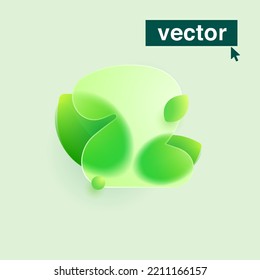 Number Two Logo Made Of Green Leaves Under Mate Glass. Realistic Glassmorphism Style. Vector Blurry Translucent Icon. Transparent Emblem For Eco Advertising, Waste Recycling, Healthy Food.