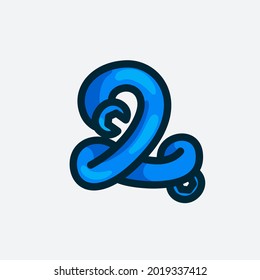 Number two logo made of a wrench. Vector typeface for repair services, tools shop identity, crafts posters, etc.