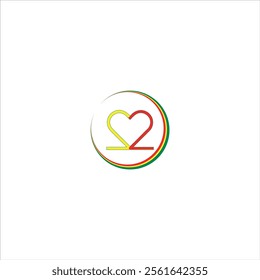 The number two logo is in the shape of love in green, yellow and red