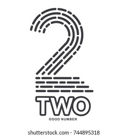 Number two logo templates. Black and white graphic number one logo templates, corporate identity. , vector illustrations isolated on white background.