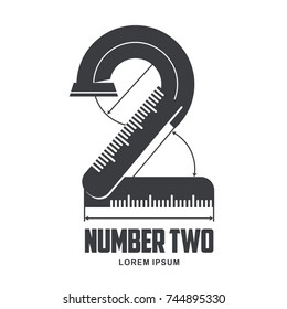 Number two logo templates. Black and white graphic number one logo templates, corporate identity. , vector illustrations isolated on white background.