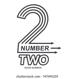 Number two logo templates. Black and white graphic number one logo templates, corporate identity. , vector illustrations isolated on white background.