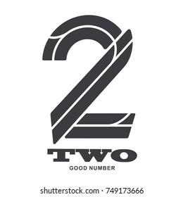 Number two logo templates. Black and white graphic number one logo templates, corporate identity. , vector illustrations isolated on white background.