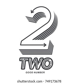 Number two logo templates. Black and white graphic number one logo templates, corporate identity. , vector illustrations isolated on white background.