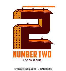 Number two logo templates. Full colors graphic number two logo templates, corporate identity. Vector illustrations isolated on white background.