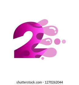 number two logo vector with water bubble 