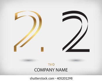 Number two logo.Logo 2 design.Logotype vector template.